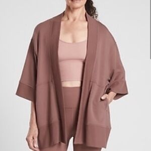 Athleta Lotus Wrap Kimono Open Front Sweatshirt